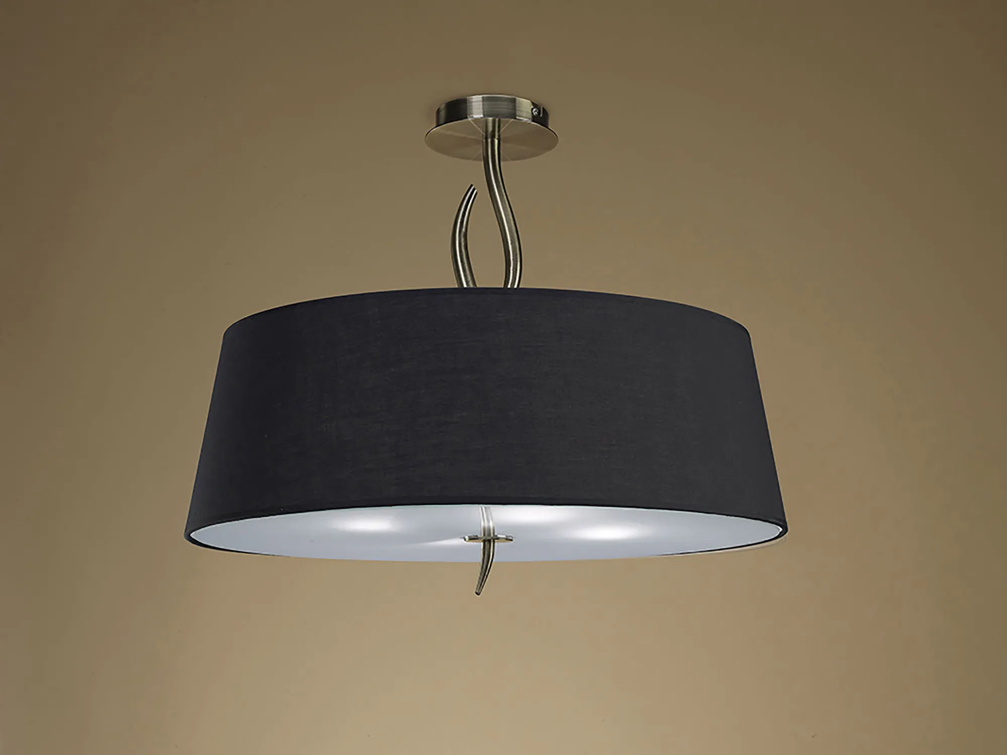 Ninette Antique Brass-Black Ceiling Lights Mantra Semi Flush Fittings Ninette Antique Brass-Black Ceiling Lights Mantra Semi Flush Fittings